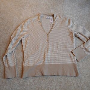 Liz & co women's tan and white sweater